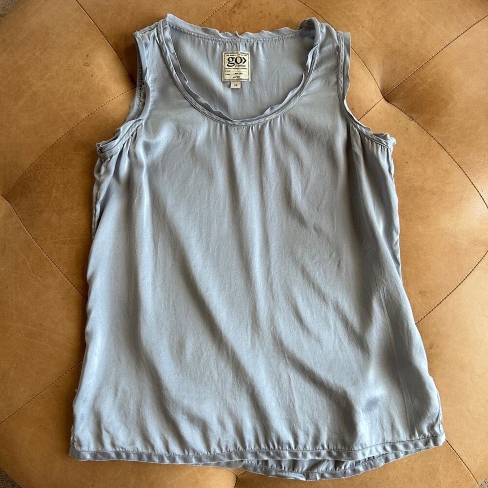 Silk Shell Tank Top Blue Capsule Wardrobe Romantic Quiet Luxury Minimalist XS